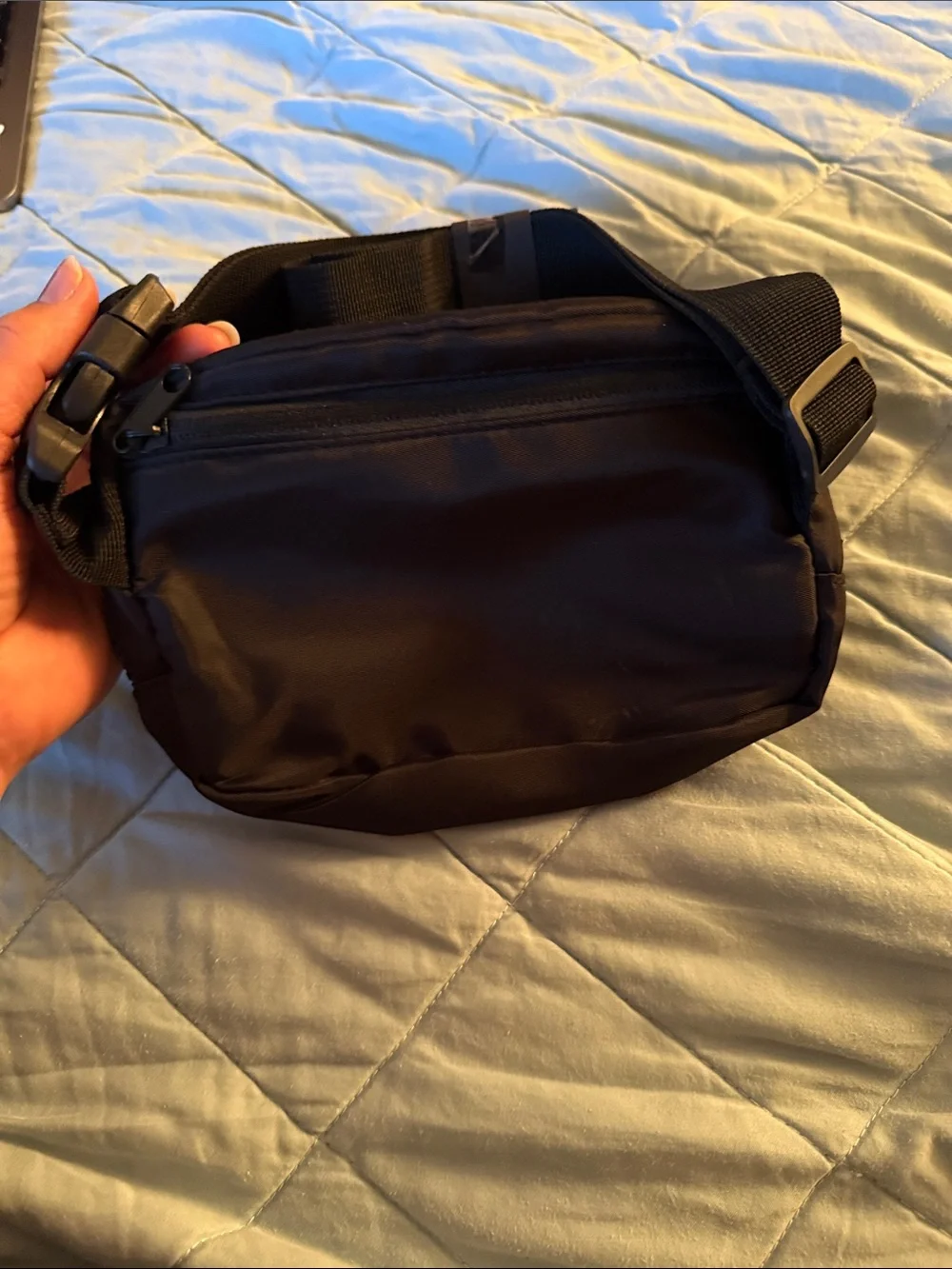 Unisex Black Nylon Belt Bag / Crossbody Fanny Pack - Minimalist Style